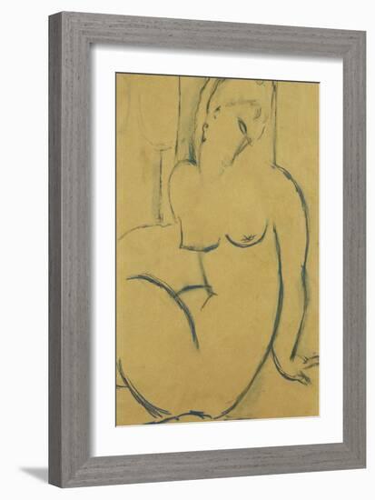 Seated Woman; Femme Assise-Amedeo Modigliani-Framed Giclee Print