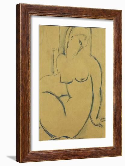 Seated Woman; Femme Assise-Amedeo Modigliani-Framed Giclee Print