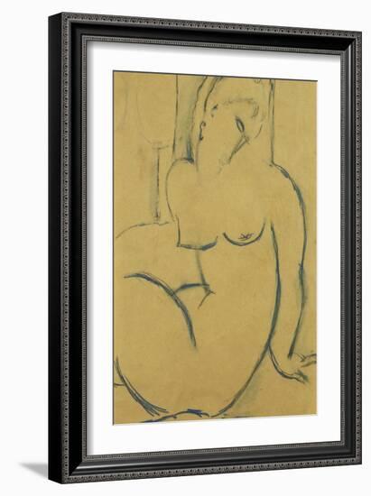 Seated Woman; Femme Assise-Amedeo Modigliani-Framed Giclee Print