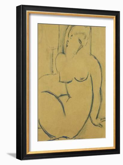 Seated Woman; Femme Assise-Amedeo Modigliani-Framed Giclee Print