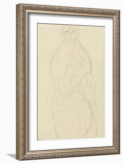 Seated Woman from the Front, C.1917-18-Gustav Klimt-Framed Giclee Print