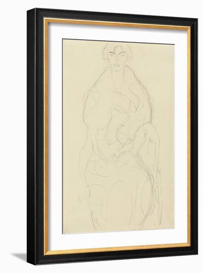 Seated Woman from the Front, C.1917-18-Gustav Klimt-Framed Giclee Print