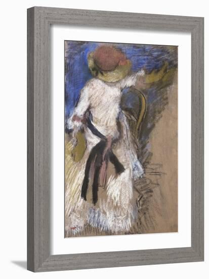 Seated Woman in a White Dress, about 1888-1892-Edgar Degas-Framed Giclee Print