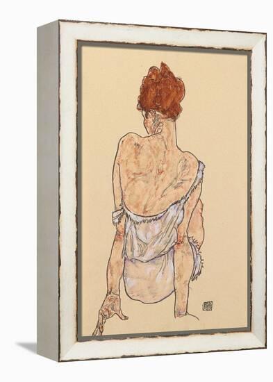 Seated Woman in Underwear, Rear View, 1917-Egon Schiele-Framed Premier Image Canvas