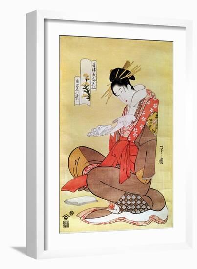 Seated Woman Reading-Hosoda Eishi-Framed Giclee Print