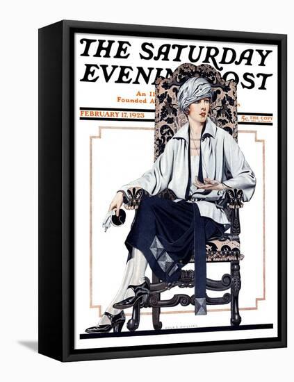 "Seated Woman," Saturday Evening Post Cover, February 17, 1923-C. Coles Phillips-Framed Premier Image Canvas