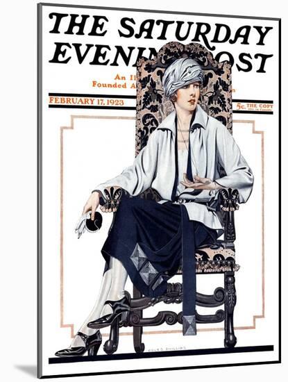"Seated Woman," Saturday Evening Post Cover, February 17, 1923-C. Coles Phillips-Mounted Giclee Print