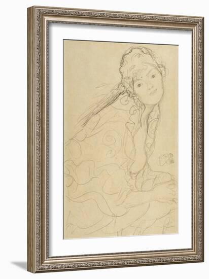 Seated Woman, Viewed from the Side-Gustav Klimt-Framed Giclee Print