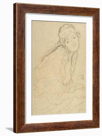 Seated Woman, Viewed from the Side-Gustav Klimt-Framed Giclee Print