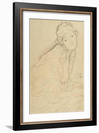 Seated Woman, Viewed from the Side-Gustav Klimt-Framed Giclee Print