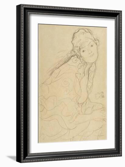 Seated Woman, Viewed from the Side-Gustav Klimt-Framed Giclee Print