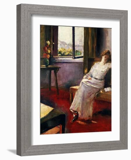 Seated Woman with a Book-Lesser Ury-Framed Giclee Print