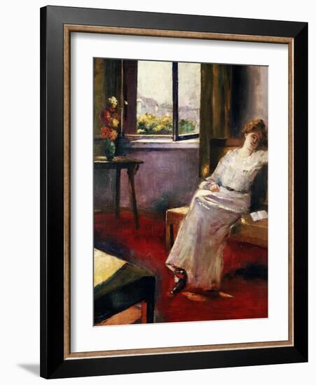 Seated Woman with a Book-Lesser Ury-Framed Giclee Print