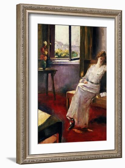 Seated Woman with a Book-Lesser Ury-Framed Giclee Print