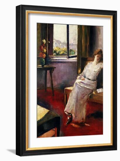 Seated Woman with a Book-Lesser Ury-Framed Giclee Print