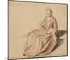 Seated Woman with a Fan-Jean-Antoine Watteau-Mounted Art Print