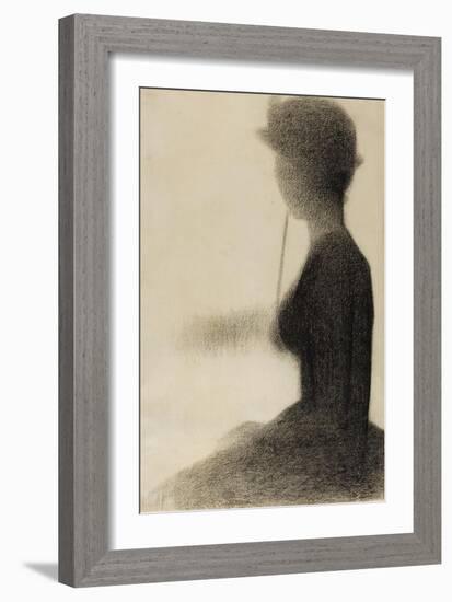 Seated Woman with a Parasol (study, La Grande Jatte)-Georges Seurat-Framed Giclee Print