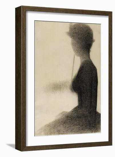 Seated Woman with a Parasol (study, La Grande Jatte)-Georges Seurat-Framed Giclee Print