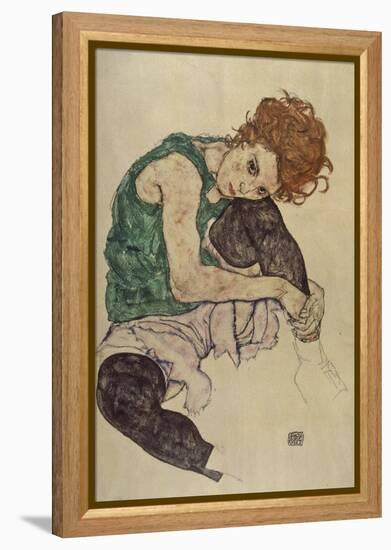 Seated Woman with Bent Knee, 1917-Egon Schiele-Framed Premier Image Canvas