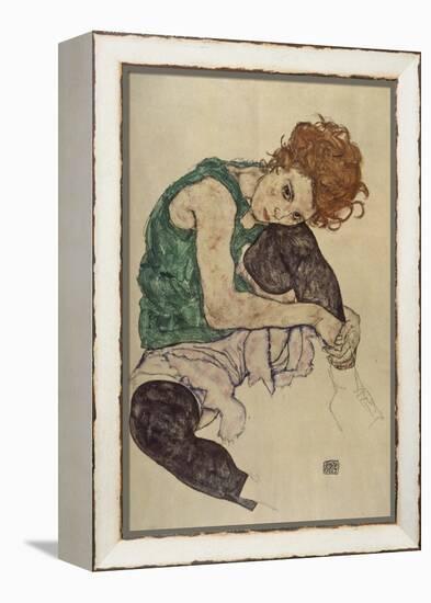 Seated Woman with Bent Knee, 1917-Egon Schiele-Framed Premier Image Canvas