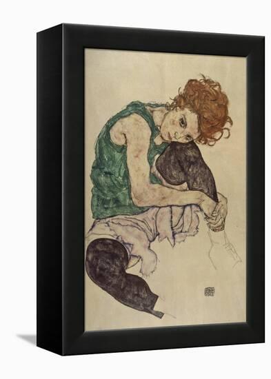 Seated Woman with Bent Knee, 1917-Egon Schiele-Framed Premier Image Canvas