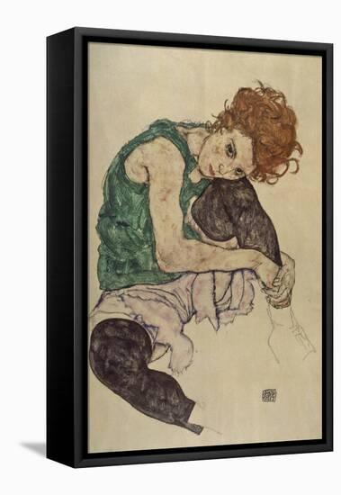 Seated Woman with Bent Knee, 1917-Egon Schiele-Framed Premier Image Canvas