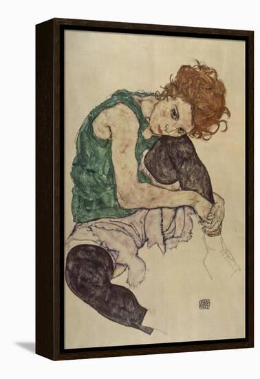 Seated Woman with Bent Knee, 1917-Egon Schiele-Framed Premier Image Canvas