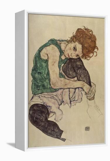 Seated Woman with Bent Knee, 1917-Egon Schiele-Framed Premier Image Canvas