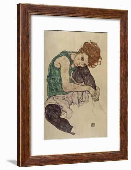 Seated Woman with Bent Knee, 1917-Egon Schiele-Framed Giclee Print