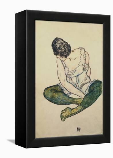 Seated Woman with Green Stockings-Egon Schiele-Framed Premier Image Canvas