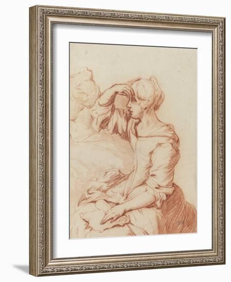 Seated woman with her hand held over her eyes-Adriaen van de Velde-Framed Giclee Print