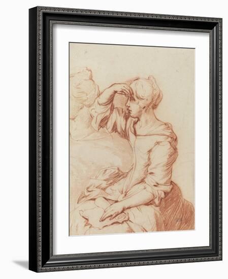 Seated woman with her hand held over her eyes-Adriaen van de Velde-Framed Giclee Print