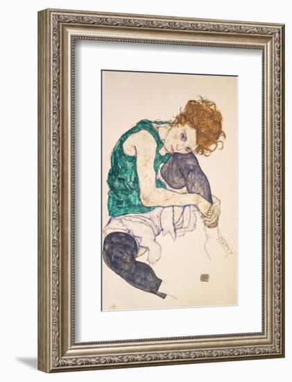 Seated Woman with Legs Drawn Up (Adele Herms), 1917-Egon Schiele-Framed Art Print