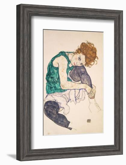 Seated Woman with Legs Drawn Up (Adele Herms), 1917-Egon Schiele-Framed Art Print