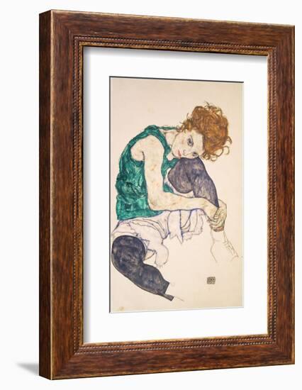 Seated Woman with Legs Drawn Up (Adele Herms), 1917-Egon Schiele-Framed Art Print