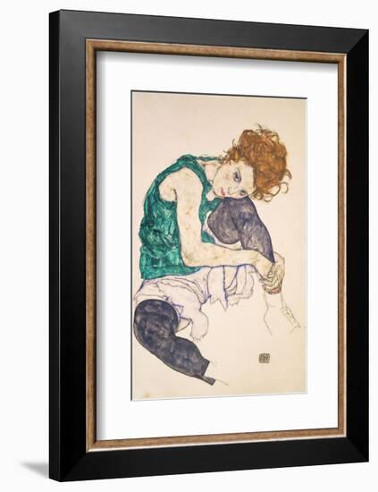 Seated Woman with Legs Drawn Up (Adele Herms), 1917-Egon Schiele-Framed Art Print