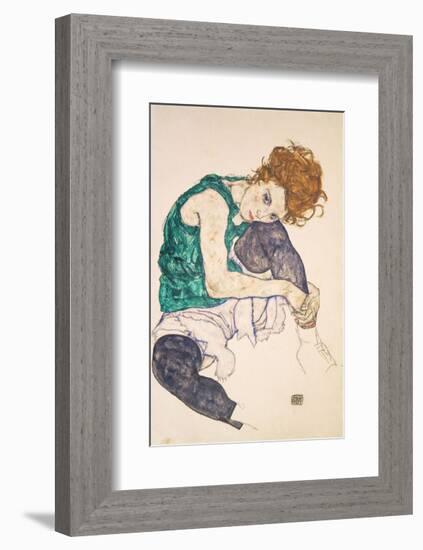 Seated Woman with Legs Drawn Up (Adele Herms), 1917-Egon Schiele-Framed Art Print