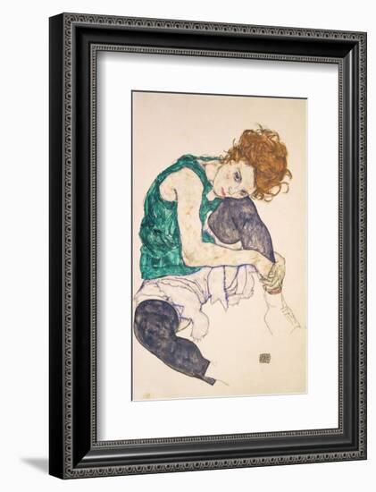 Seated Woman with Legs Drawn Up (Adele Herms), 1917-Egon Schiele-Framed Art Print