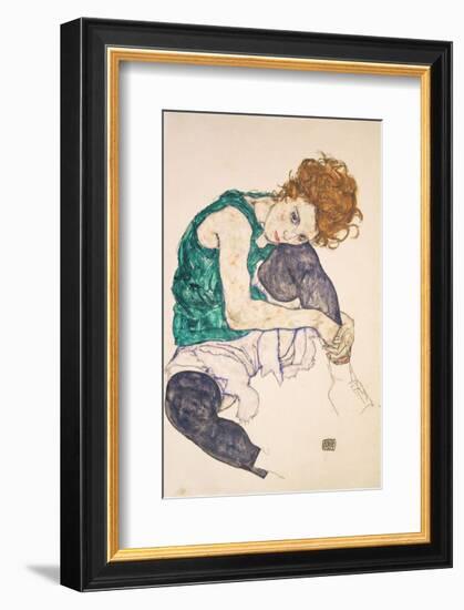 Seated Woman with Legs Drawn Up (Adele Herms), 1917-Egon Schiele-Framed Art Print