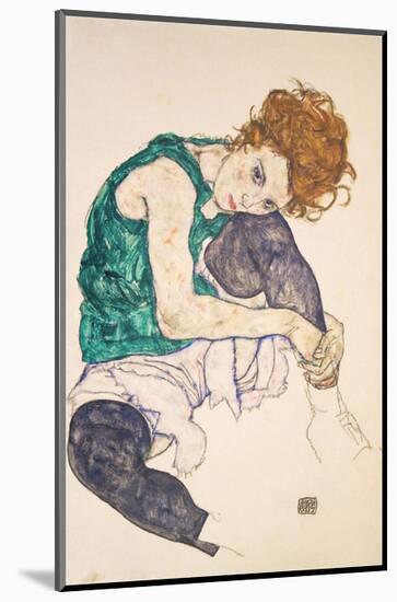 Seated Woman with Legs Drawn Up (Adele Herms), 1917-Egon Schiele-Mounted Art Print