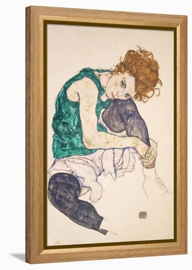Seated Woman with Legs Drawn Up-Egon Schiele-Framed Premier Image Canvas