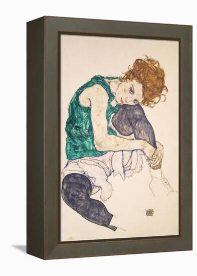 Seated Woman with Legs Drawn Up-Egon Schiele-Framed Premier Image Canvas