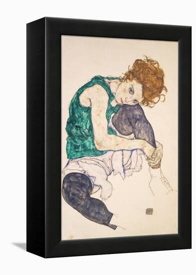 Seated Woman with Legs Drawn Up-Egon Schiele-Framed Premier Image Canvas