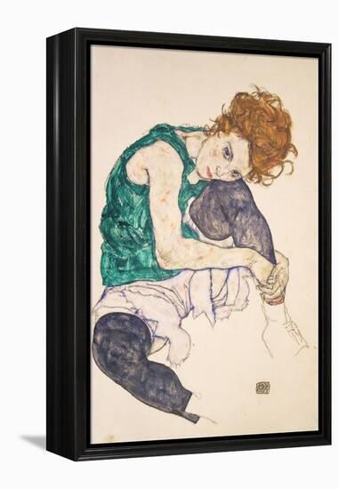 Seated Woman with Legs Drawn Up-Egon Schiele-Framed Premier Image Canvas