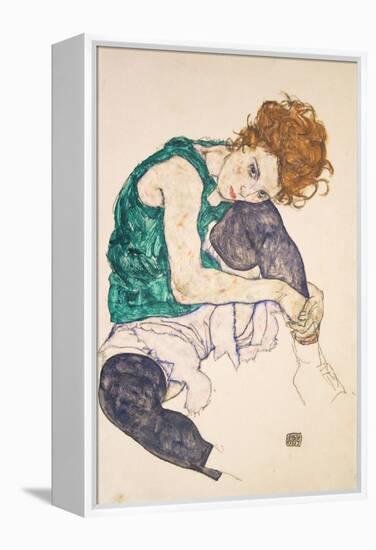 Seated Woman with Legs Drawn Up-Egon Schiele-Framed Premier Image Canvas