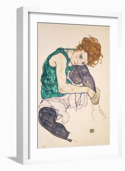 Seated Woman with Legs Drawn Up-Egon Schiele-Framed Premium Giclee Print