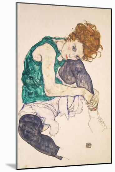 Seated Woman with Legs Drawn Up-Egon Schiele-Mounted Premium Giclee Print