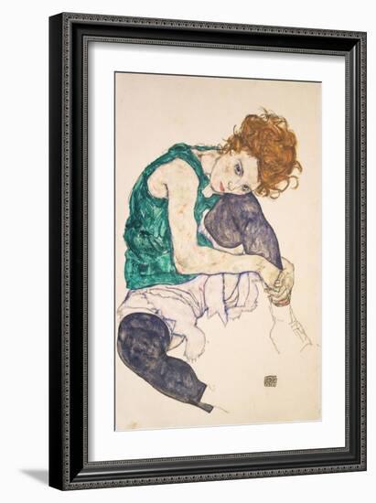 Seated Woman with Legs Drawn Up-Egon Schiele-Framed Premium Giclee Print