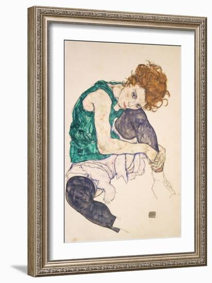 Seated Woman with Legs Drawn Up-Egon Schiele-Framed Giclee Print