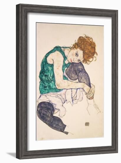 Seated Woman with Legs Drawn Up-Egon Schiele-Framed Giclee Print